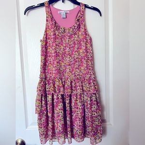 Rachael & Chloe Girls Drop Waist Ruffle Pink Floral Dress Size 12